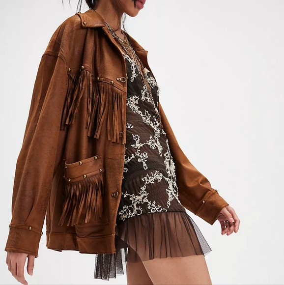 Free People Jackets & Blazers - Free People We The Free Knox Vegan Fringe Leather Jacket